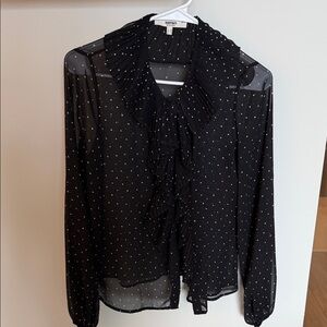 Black Polka Dot Ruffle Blouse